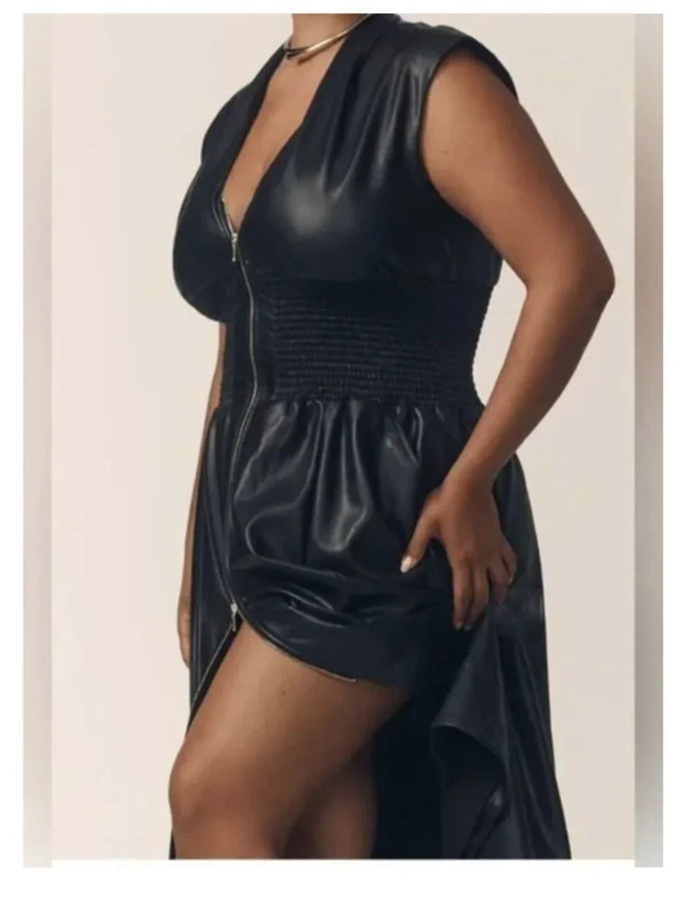Anthropologie Tommie Dress 2XL Faux Leather Black Plus Size - Picture 4 of 12